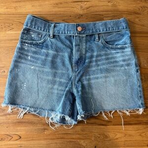 Express Jean Shorts Women’s 8 Denim Belt Cut Off Raw Hem Button Fly Denim Shorts